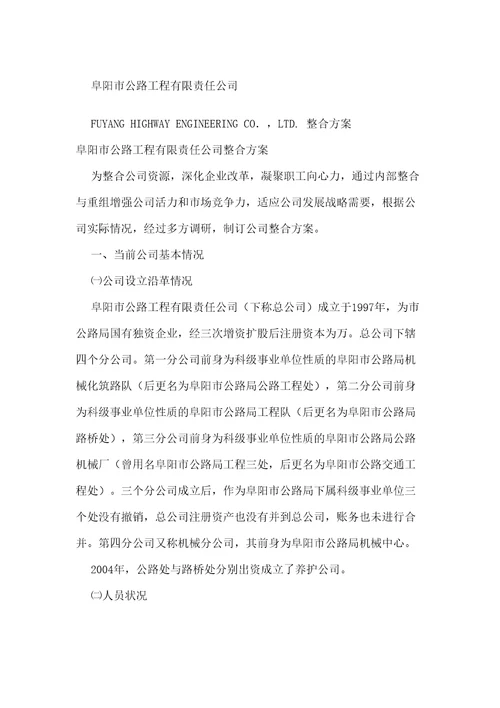 公司整合方案