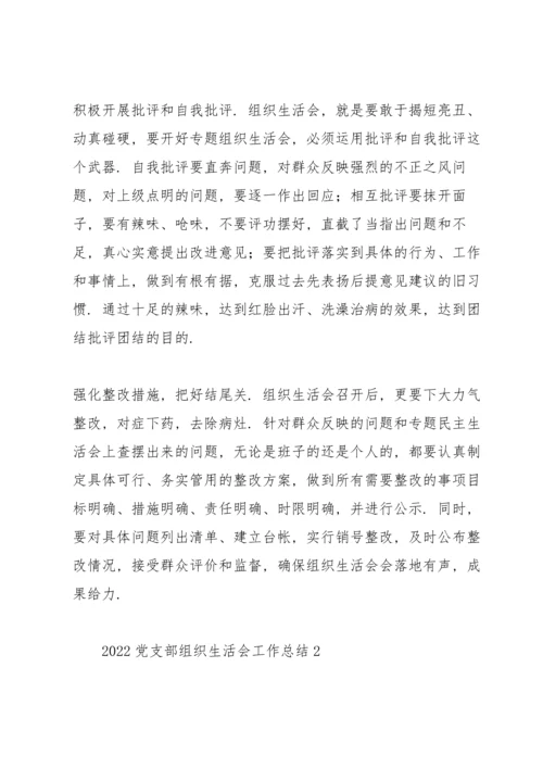 2022党支部组织生活会工作总结.docx