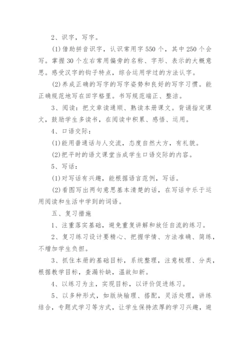 部编一年级下册语文复习计划.docx