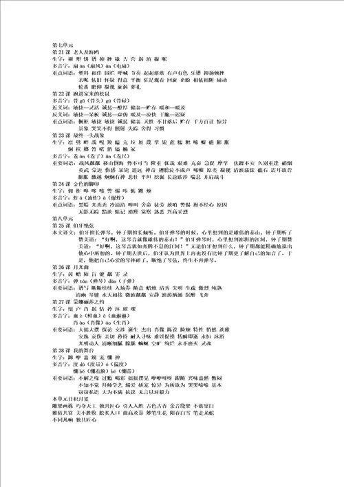 小学语文六年级上册重难点知识总结