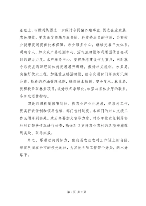 农口部门汇报会上的讲话.docx