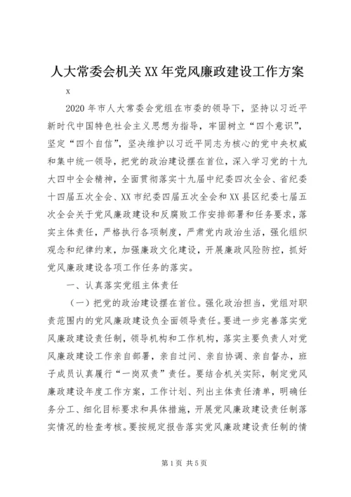 人大常委会机关某年党风廉政建设工作方案.docx