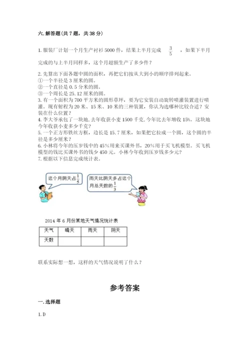 小学数学六年级上册期末考试试卷精品（网校专用）.docx