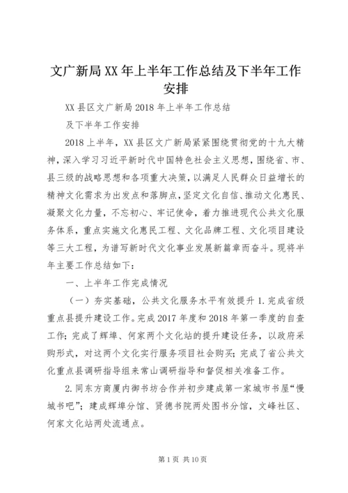 文广新局XX年上半年工作总结及下半年工作安排.docx