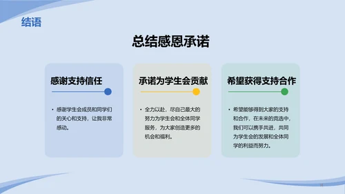 蓝色卡通插画学生会干部竞聘述职PPT模板