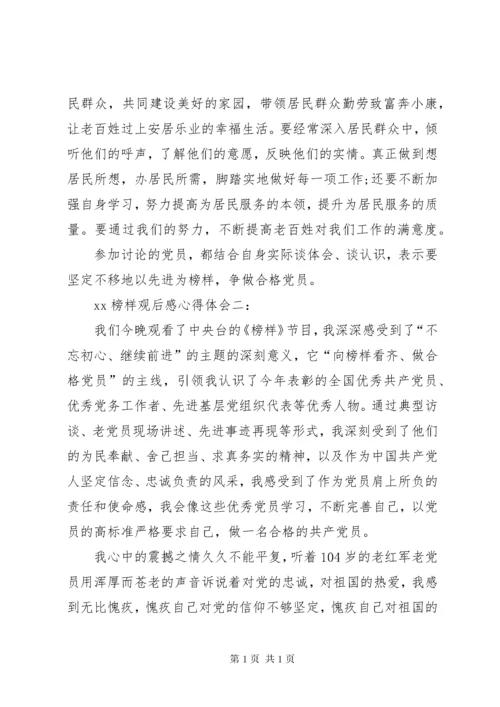 XX榜样观后感心得体会.docx