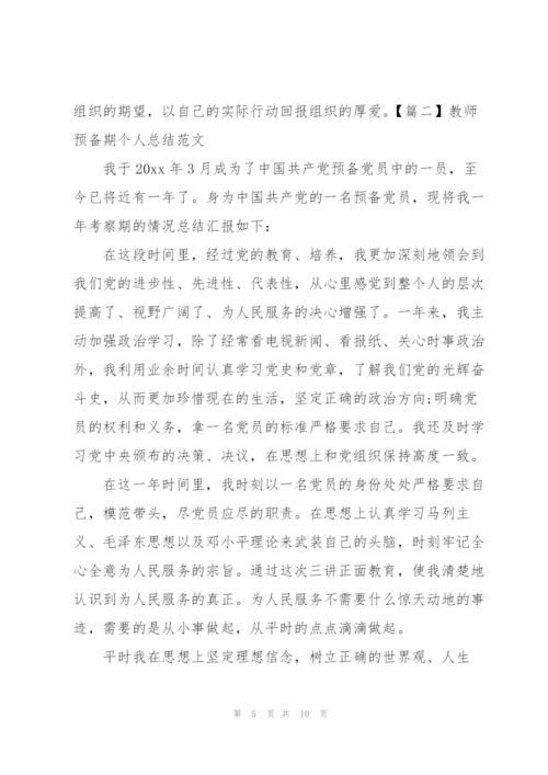 教师预备期个人总结范文.docx