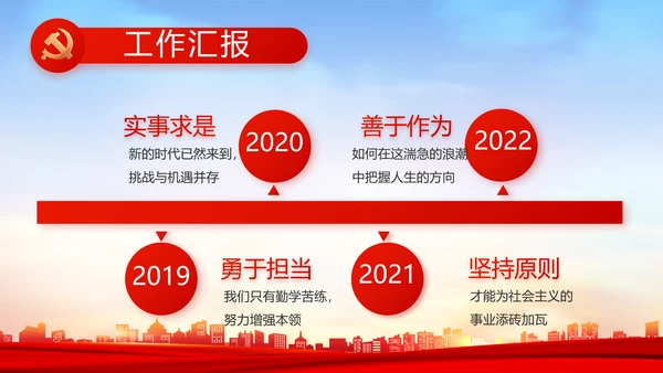 红色大气乡镇村支部书记述职报告PPT