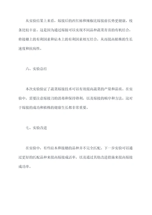 蔬菜嫁接育苗的实验报告