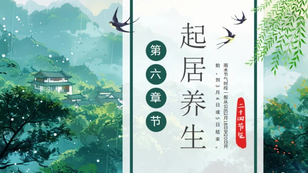 雨水春雨贵如油，春景通用PPT模板