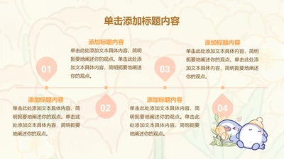橙色可爱卡通风呆呆鲨四项流程PPT单页