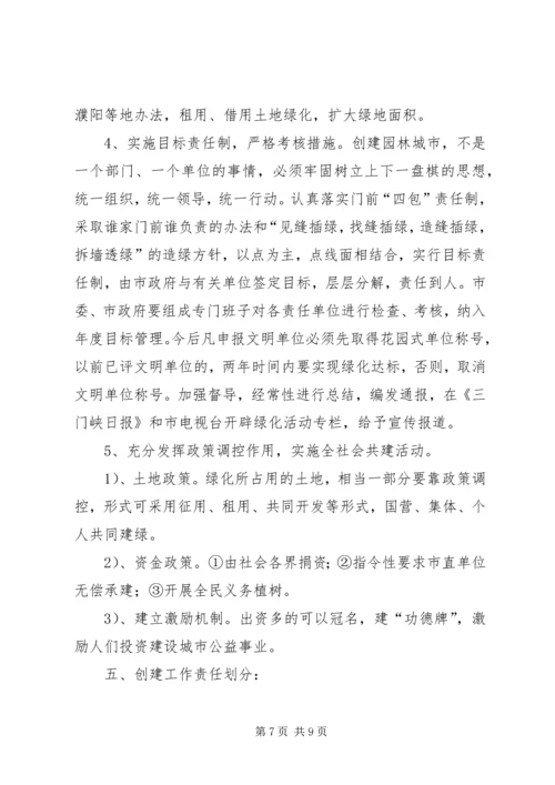 关于创建园林城市的意见.docx