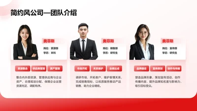 红色简约风公司团队成员介绍页