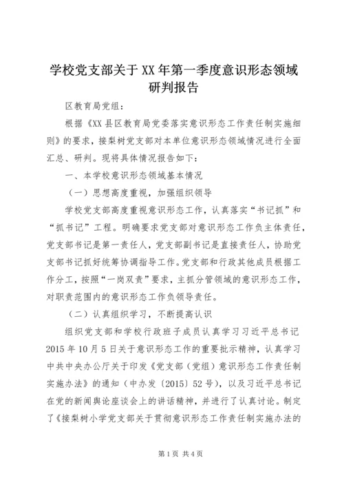 学校党支部关于XX年第一季度意识形态领域研判报告.docx