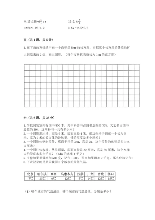 河南省平顶山市六年级下册数学期末测试卷精品（能力提升）.docx