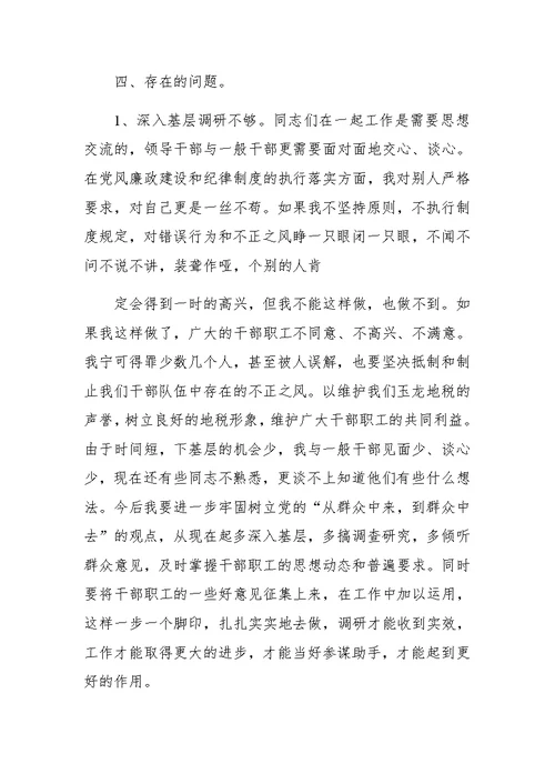 地税局纪检监察负责人工作汇报