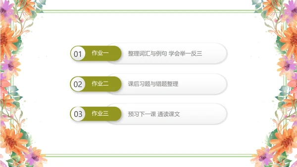 白色小清新花卉教学PPT模板
