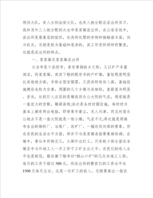 派出所个人实习工作总结大全