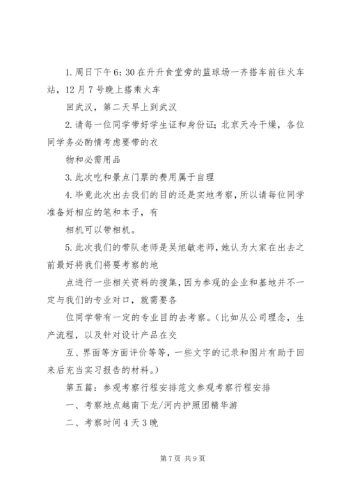 考察人员行程安排.docx