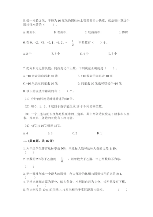 苏教版数学小升初模拟试卷及完整答案（精选题）.docx