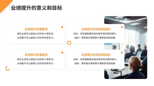 橙色商务风业绩提升策略与成果PPT模板