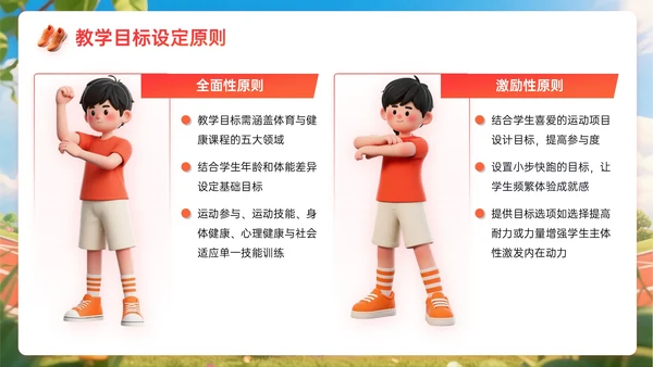 橙红色3D关于体育课教学计划PPT模板