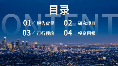 夜景实景城市行业可行性研究报告计划书PPT模板