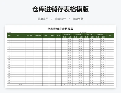 仓库进销存表格模版