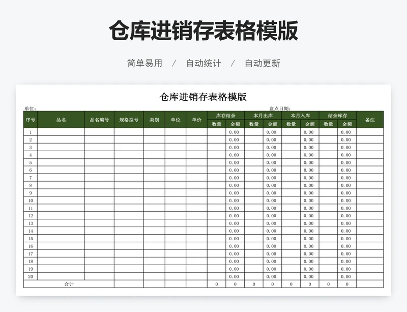 仓库进销存表格模版