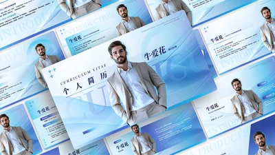 蓝色商务风个人介绍PPT版式合集