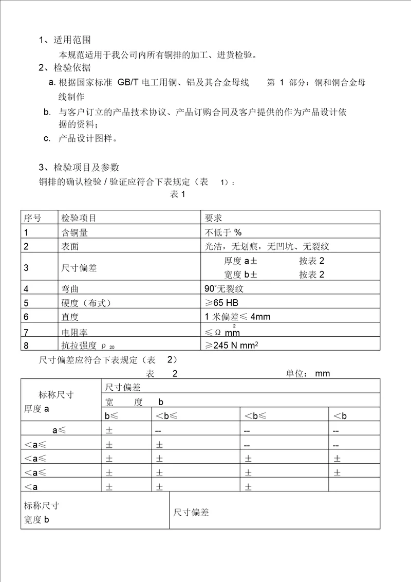 铜排检验规范