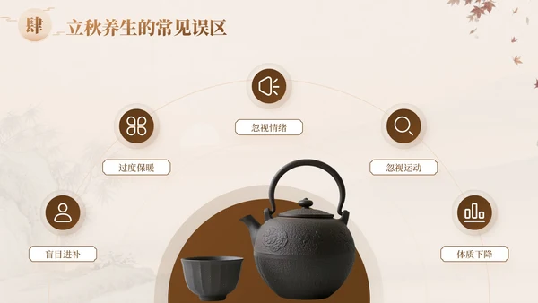 褐色中国风立秋养生：科学养生安然入秋知识讲座PPT模板