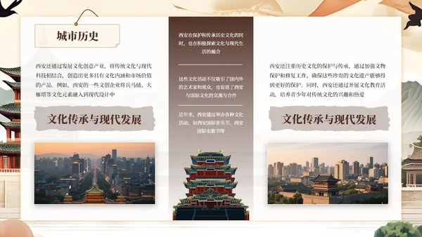 棕色系古风类西安城市旅游介绍PPT