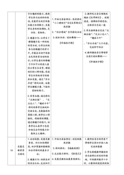 小学体育与健康1年级（基本运动技能＋柔韧与灵敏）大单元教学设计