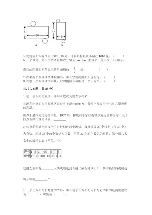 小学六年级数学摸底考试题【满分必刷】.docx