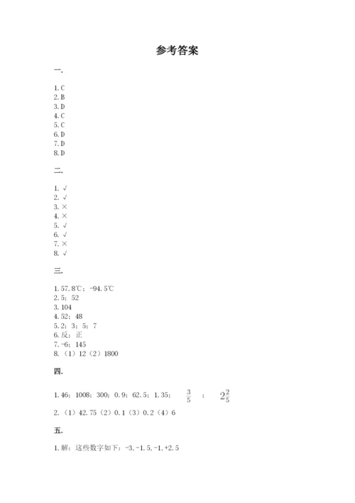苏教版六年级数学下学期期末测试题附答案（基础题）.docx