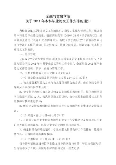 金融与贸易学院关于本科毕业论文工作安排的通知.docx