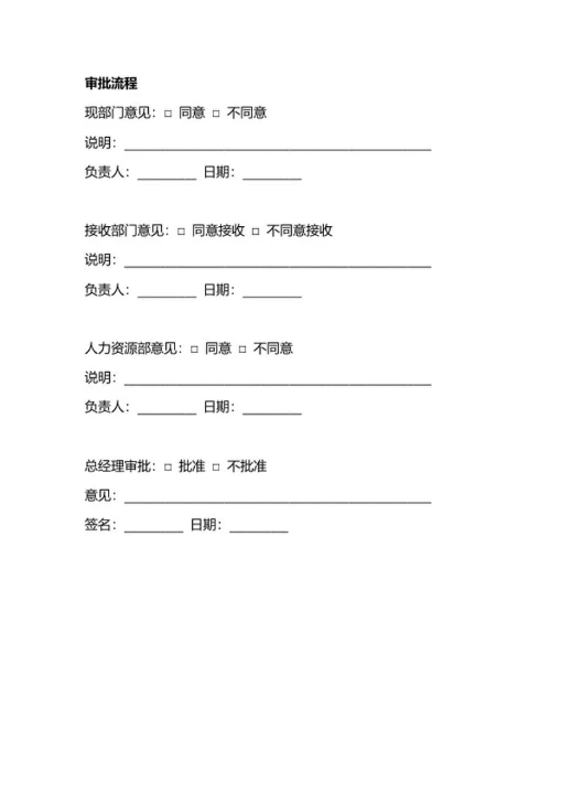 人事行政申请岗位调动申请表