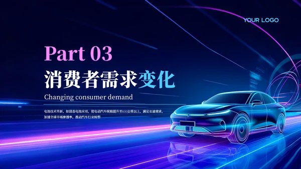蓝色科技风新能源汽车发展PPT模板