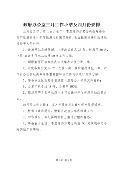 政府办公室三月工作小结及四月份安排.docx