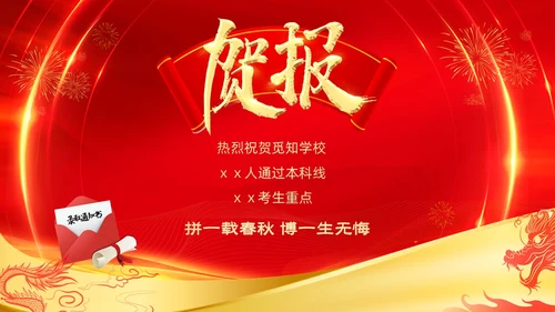红色喜庆大气企业销售战报喜报捷报贺报PPT