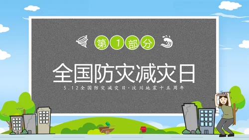 防震减灾卡通清新儿童黑板风防灾减灾平安相伴512全国防灾减灾日主题