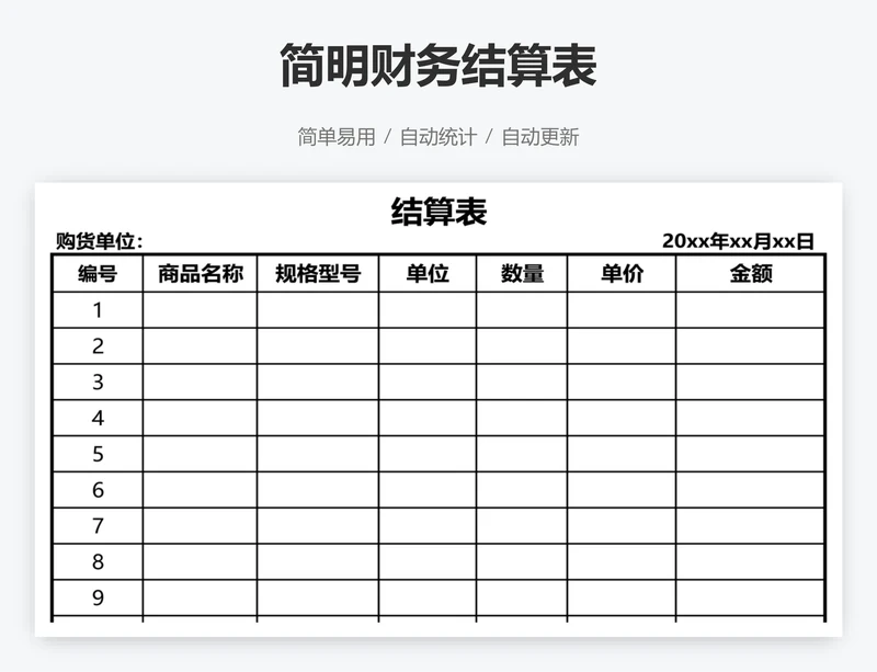 简明财务结算表