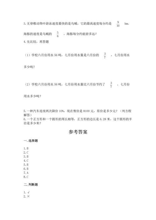 人教版六年级上册数学期末测试卷精品【精选题】.docx