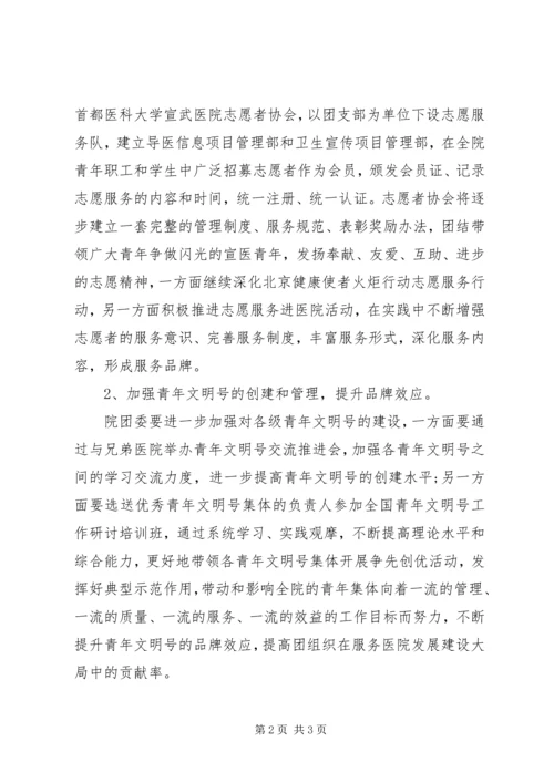 精选医院团委工作计划范文.docx