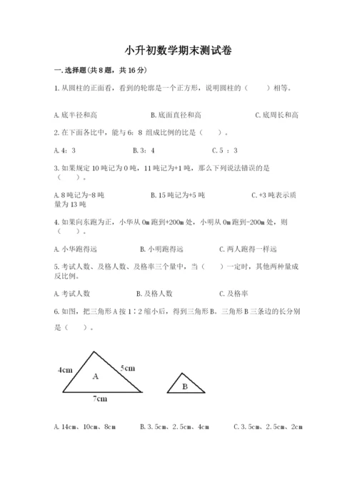 小升初数学期末测试卷附完整答案【名校卷】.docx