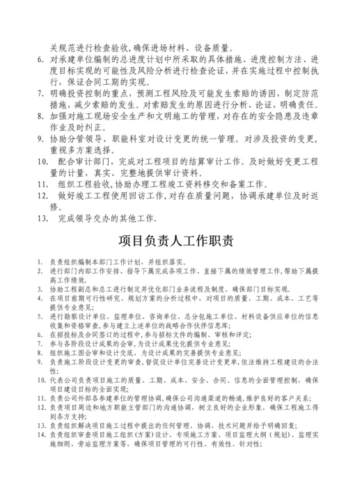 城投公司项目管理部岗位职责及制度.docx