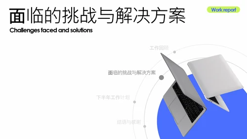 简约风蓝绿色年中述职PPT模板