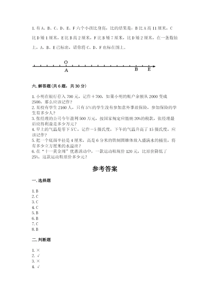 小升初六年级期末测试卷【突破训练】.docx