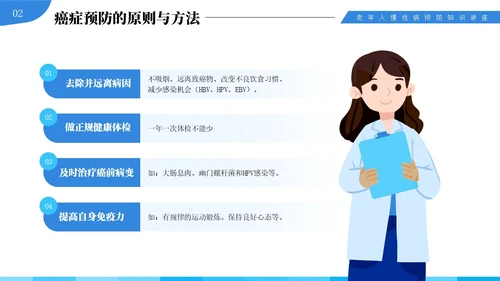 蓝色插画风中老年慢性病预防与健康管理知识培训讲座PPT
